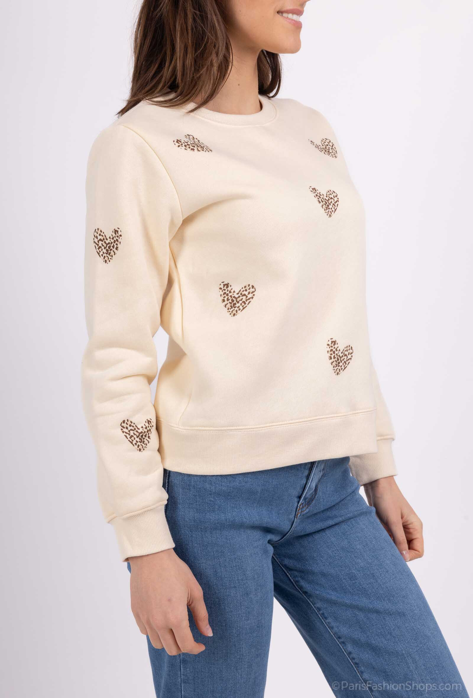 Wholesaler PM Mère & Fille - Heart embroidery lace collar sweatshirt