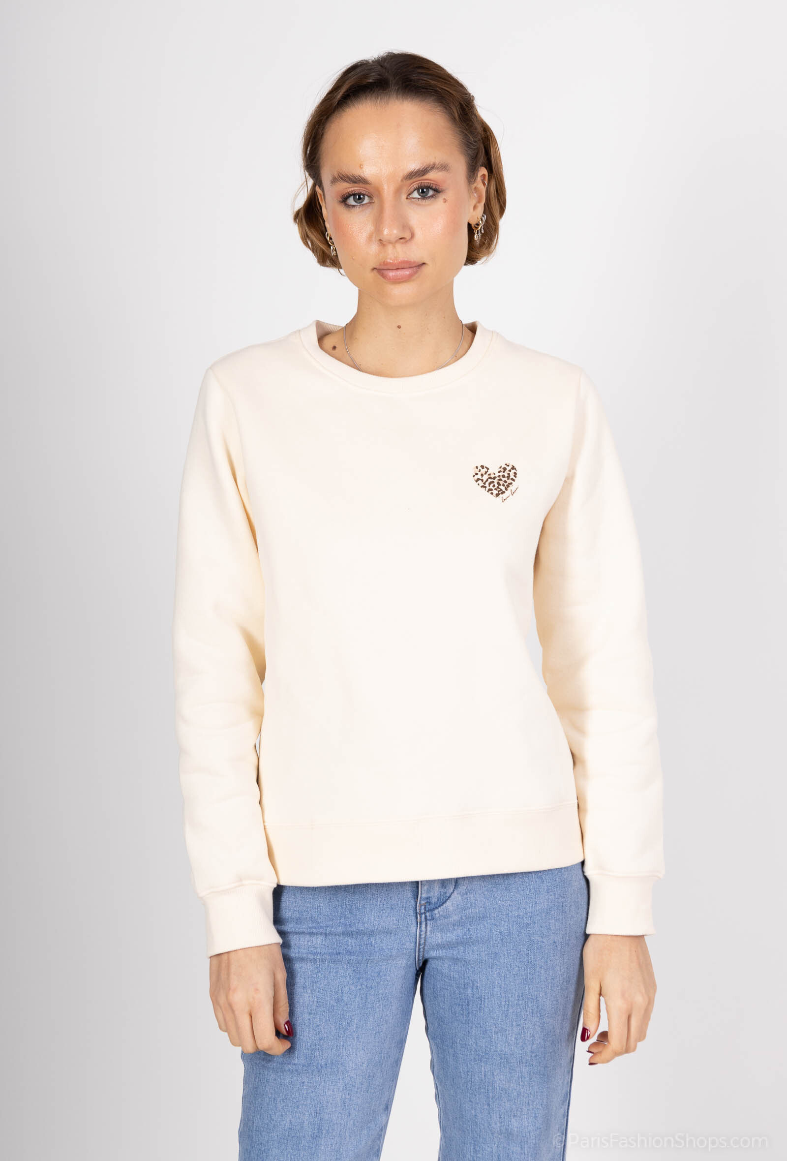 Wholesaler PM Mère & Fille - Heart embroidery lace collar sweatshirt