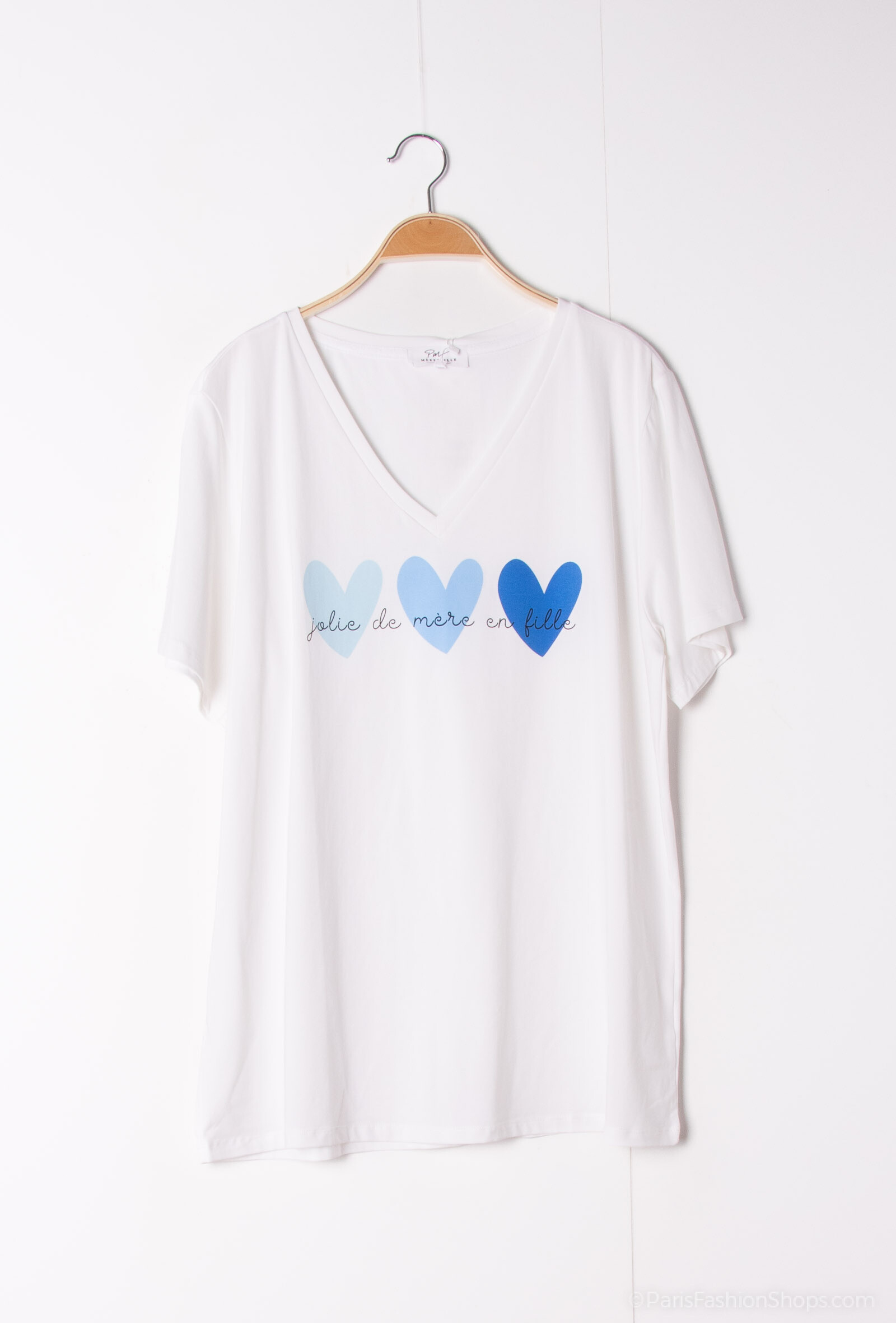 Wholesaler PM Mère & Fille - T-shirt with “Bichette” V-neck inscription