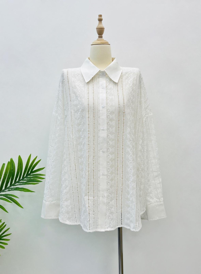 Wholesaler POHÊME - Oversized embroidered Catina long shirt with embroidery and trimmings