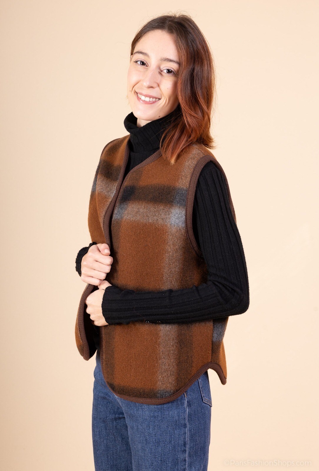 Grossiste POHÊME - Gilet Sans Manches Carreaux Tara