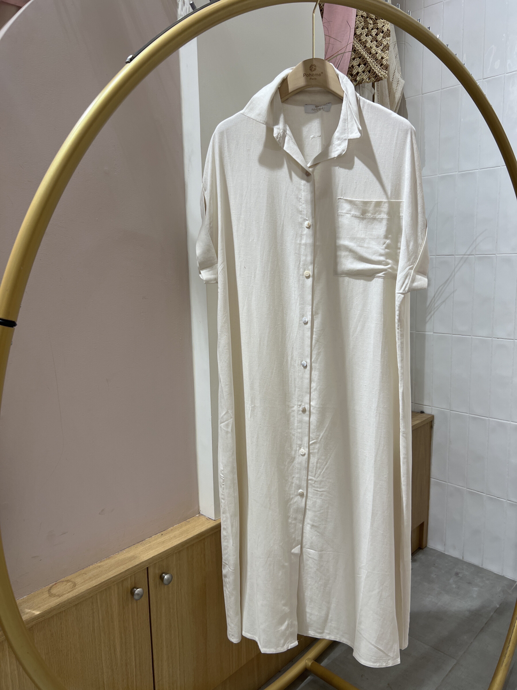Wholesaler POHÊME - Alia shirt dress with cuffed straight cut sleeves