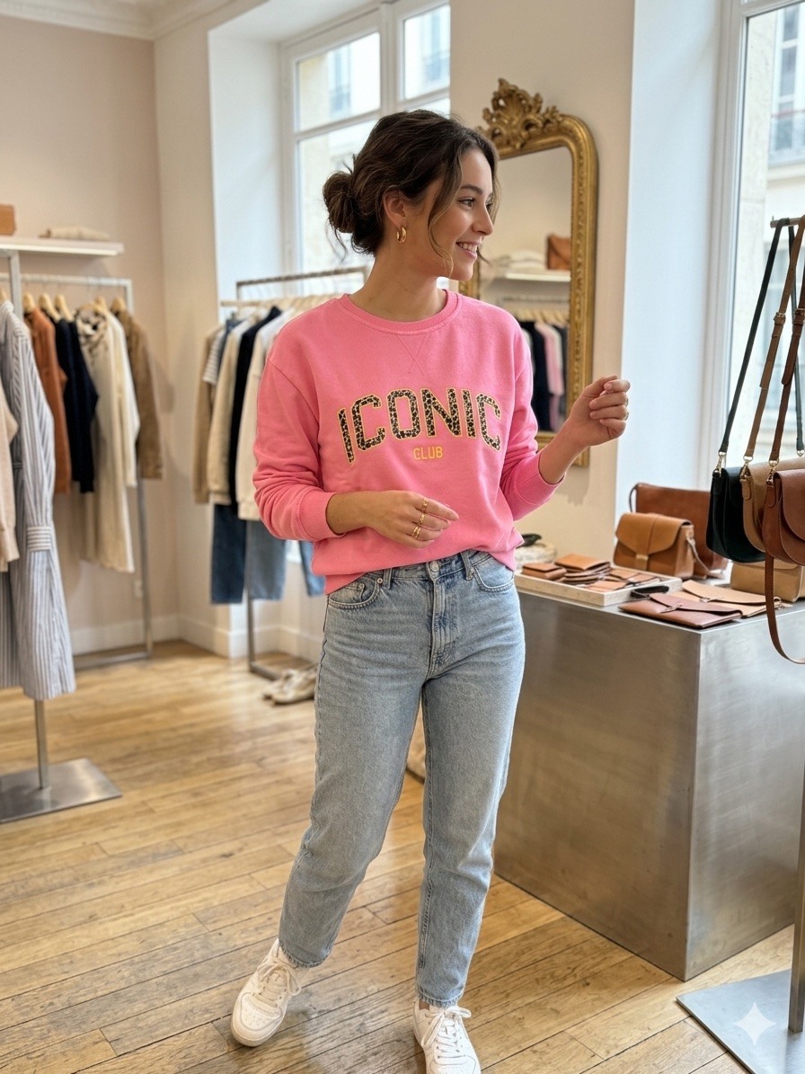 Grossiste POHÊME - Sweat-shirt Linda Iconic En Léopard En Denim
