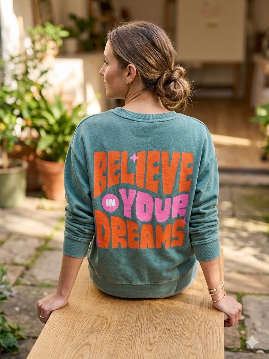 Grossiste POHÊME - Sweat-shirt denim Believe In Yours Dreams