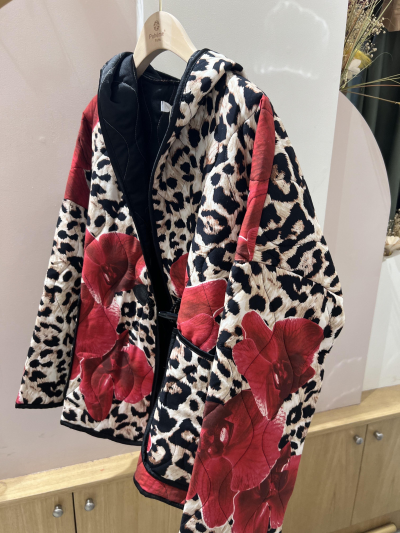 Wholesaler POHÊME - Dora louse kimono jacket with hood and leopard print