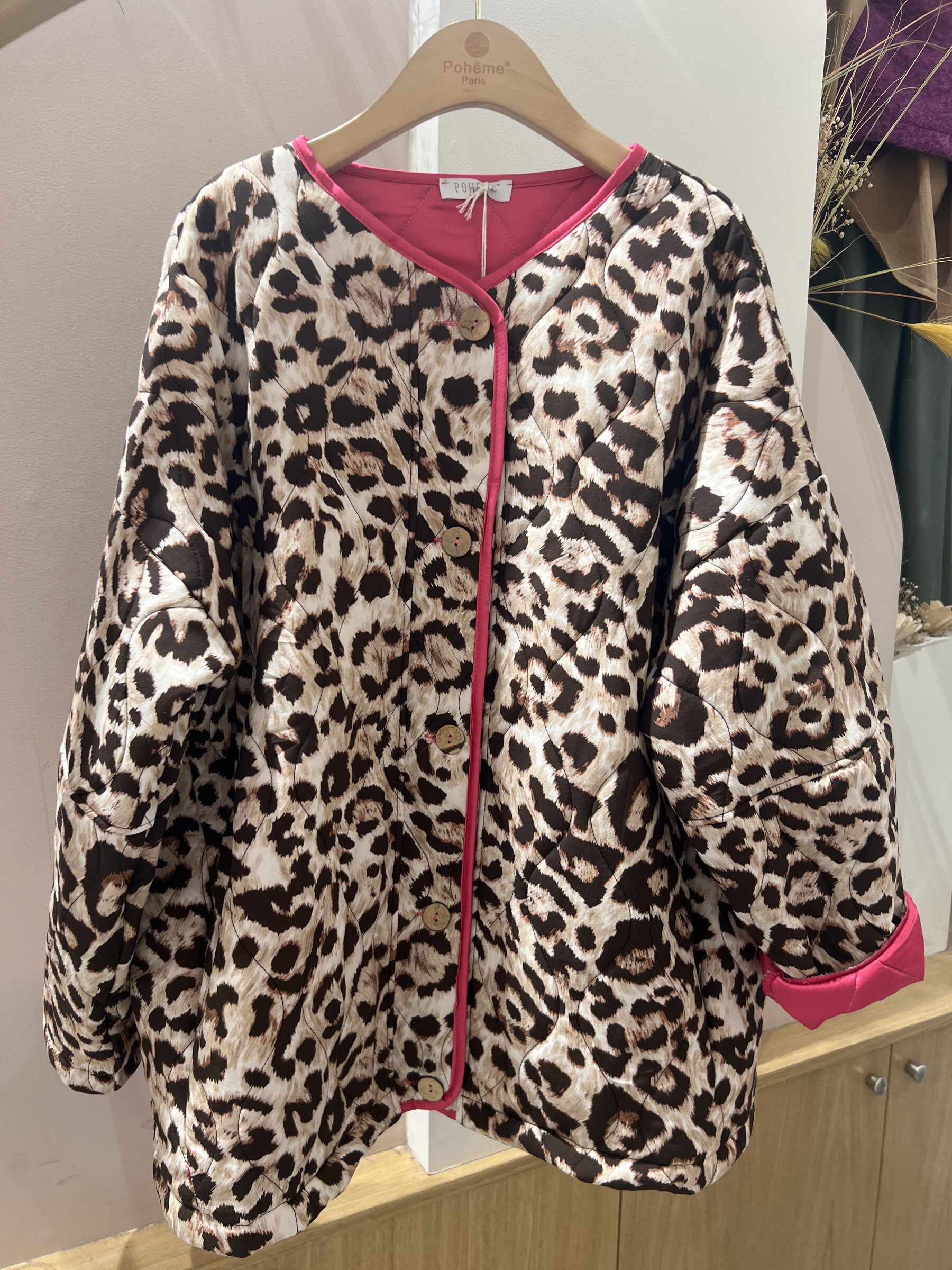 Wholesaler POHÊME - Fania printed oversize cut jacket with satin edge