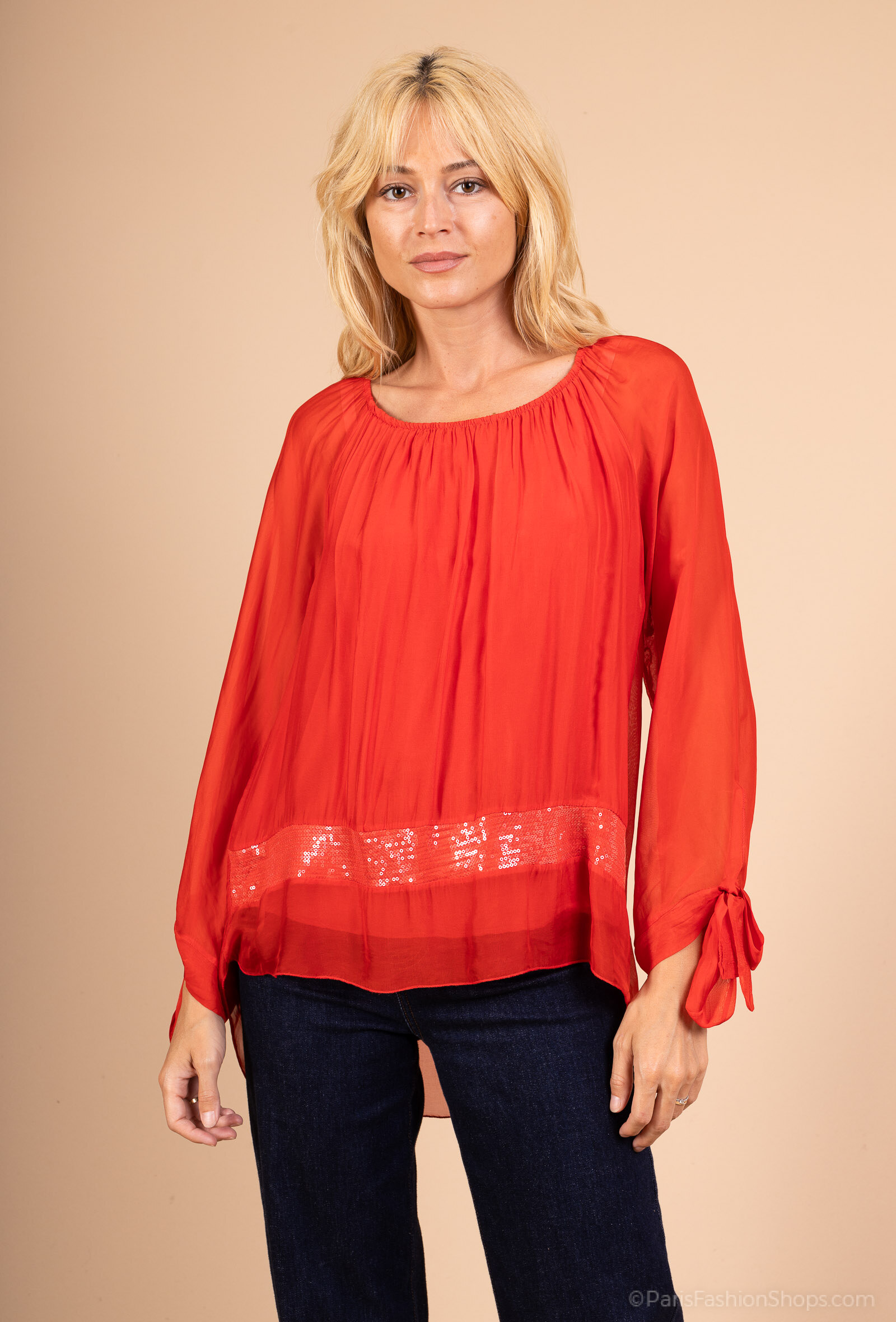 Mayorista Polita Paris - Blusa de manga larga de color liso