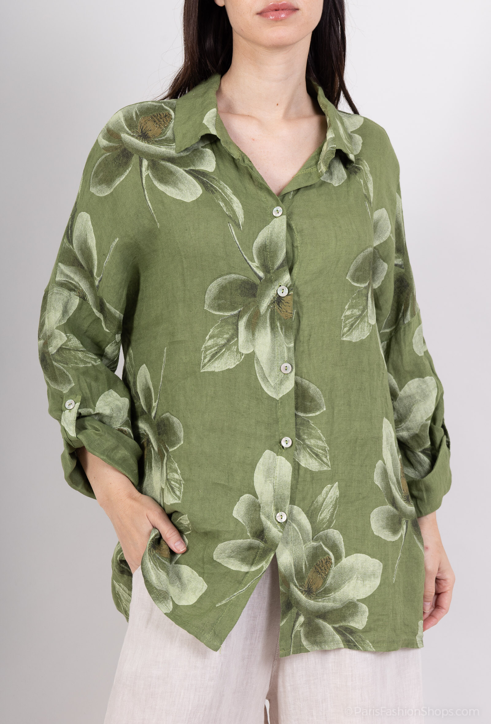 Wholesaler Polita Paris - Linen shirt with floral print
