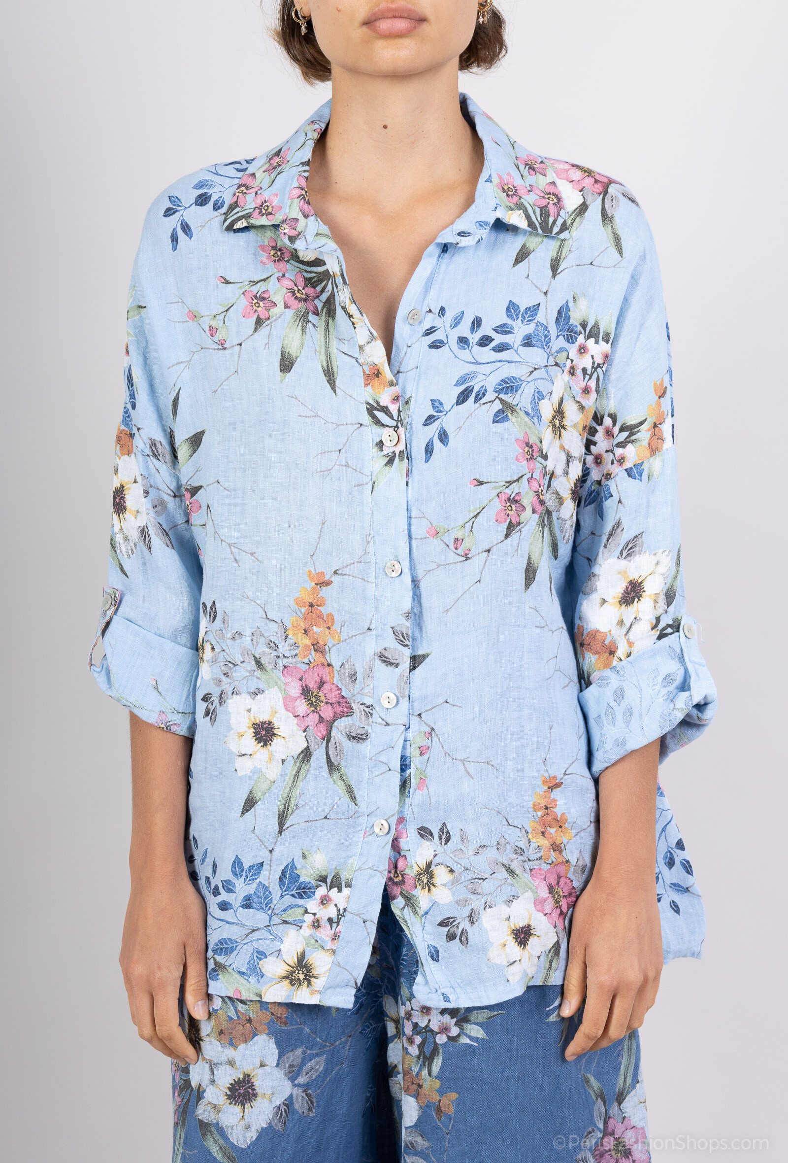 Wholesaler Polita Paris - Linen shirt with floral print