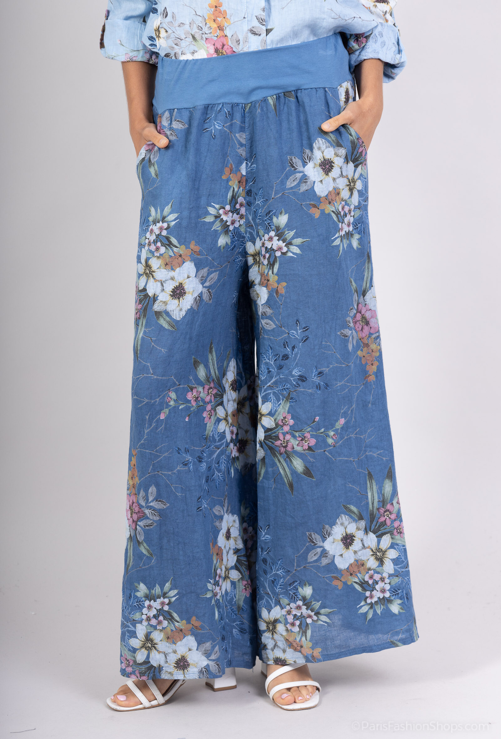 Wholesaler Polita Paris - Linen trousers with floral print
