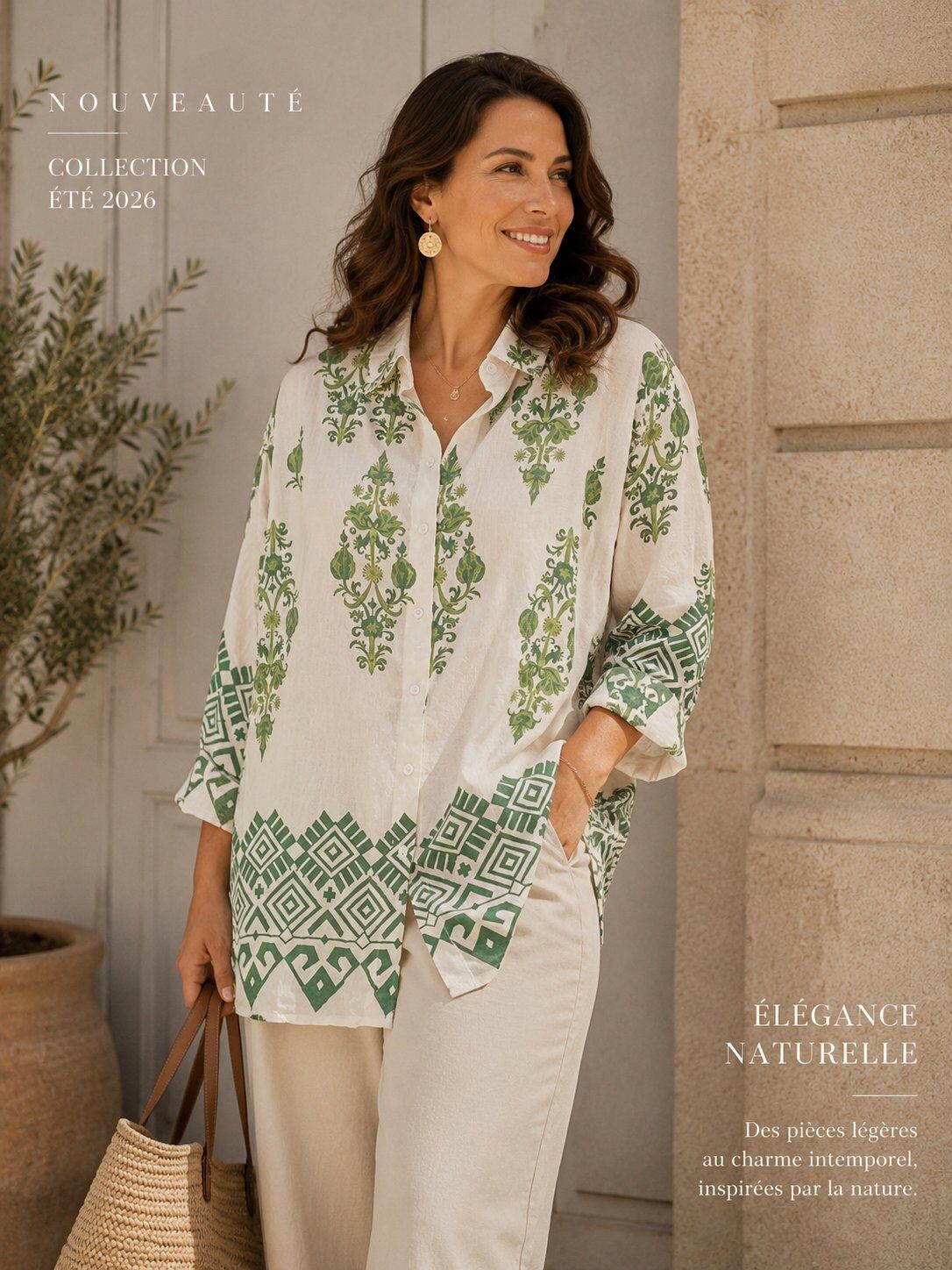 Grossista Pomelo - Camicia Stampata Boho Chic 1831