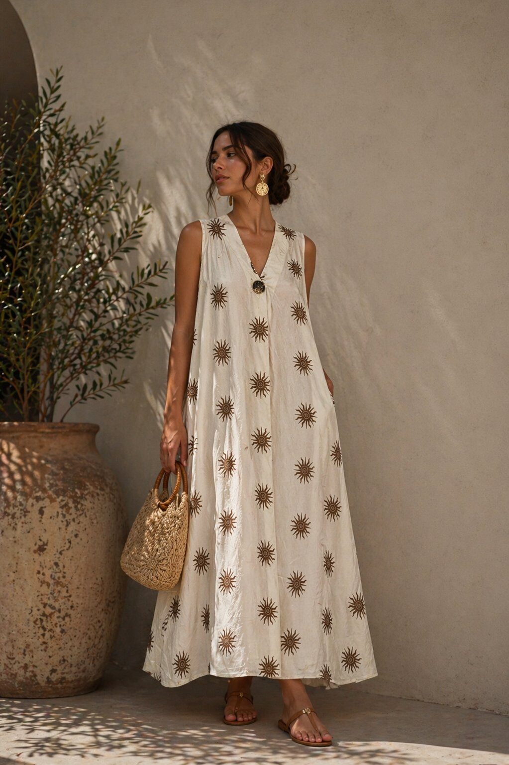slim fit dress slacks Floral Sunset Flowy Dress