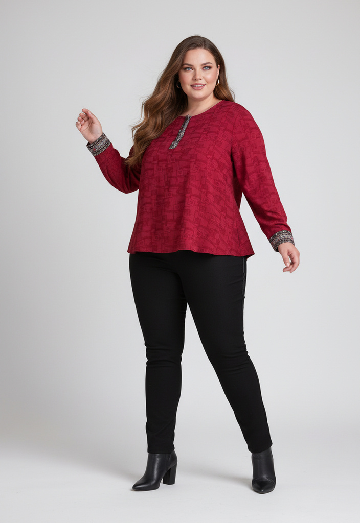Mayorista Pomme Rouge Paris - Blusa Texturizada Roja (C6239)