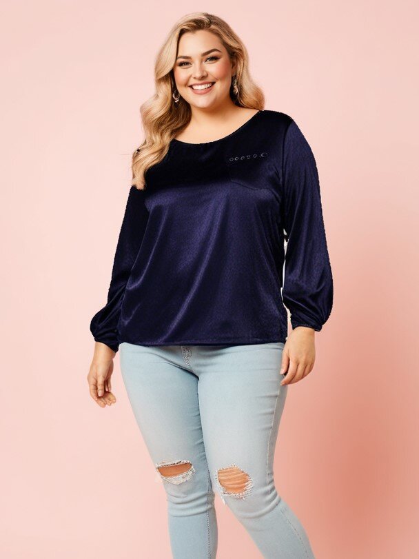 Mayorista Pomme Rouge Paris - Blusa sedosa azul marino (C6175)