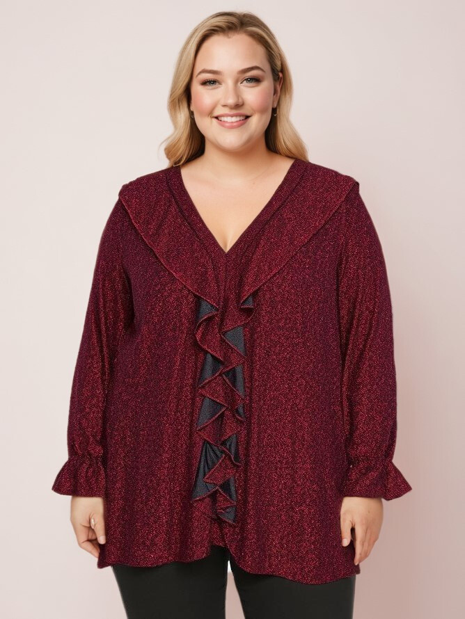 Grossiste Pomme Rouge Paris - Blouse à strass rouge (T2843)