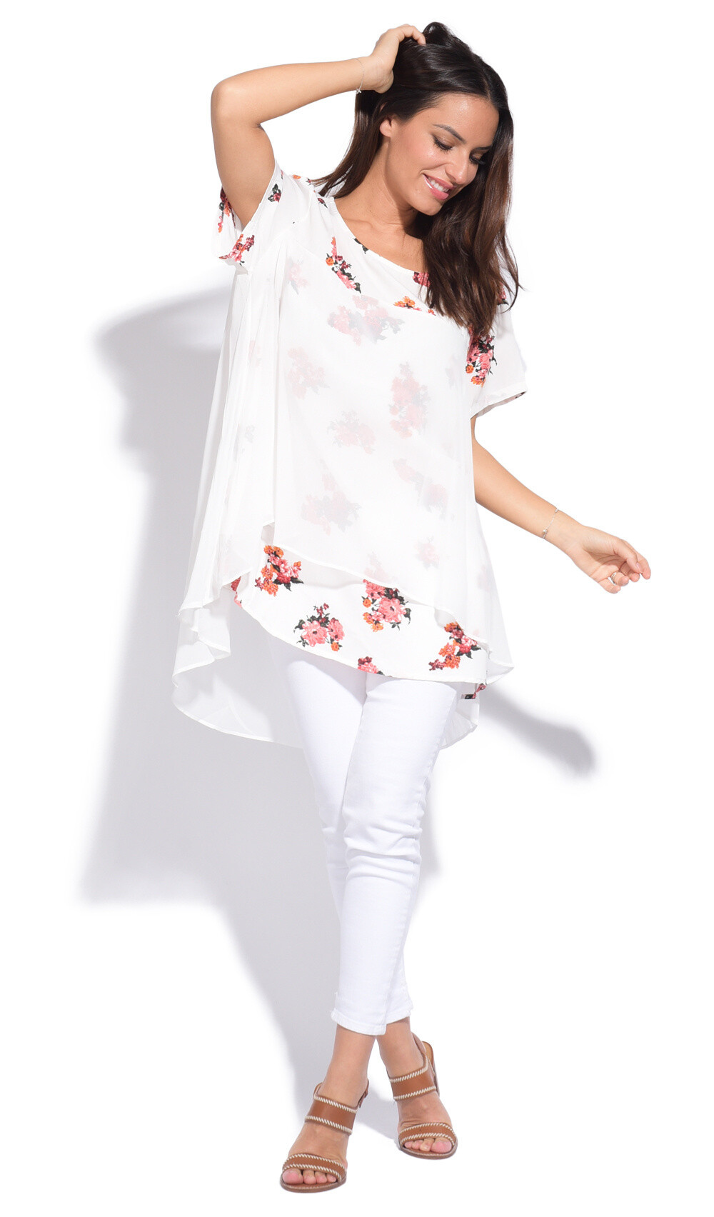 Grossiste Pomme Rouge Paris - Blouse blanche effet superposée (A869)