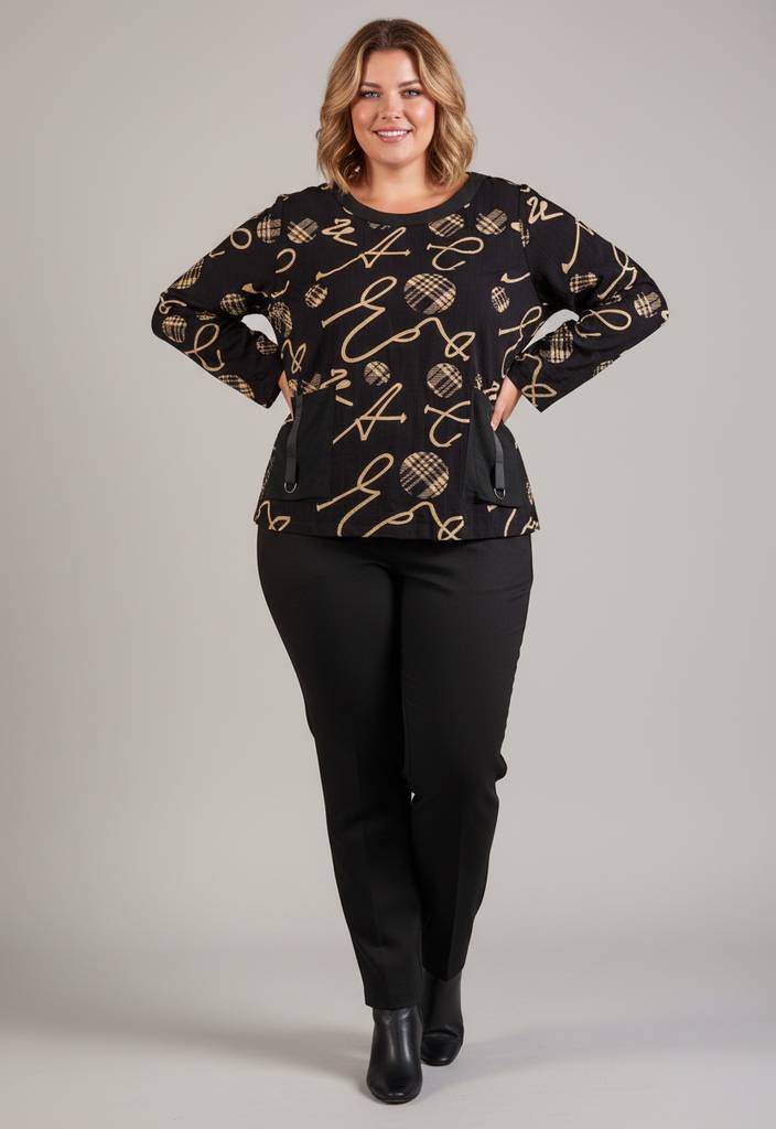 Grossiste Pomme Rouge Paris - Top imprimé noir (C6137)