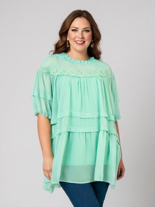 Grossista Pomme Rouge Paris - Top + camicetta con ricamo grande (C6563)