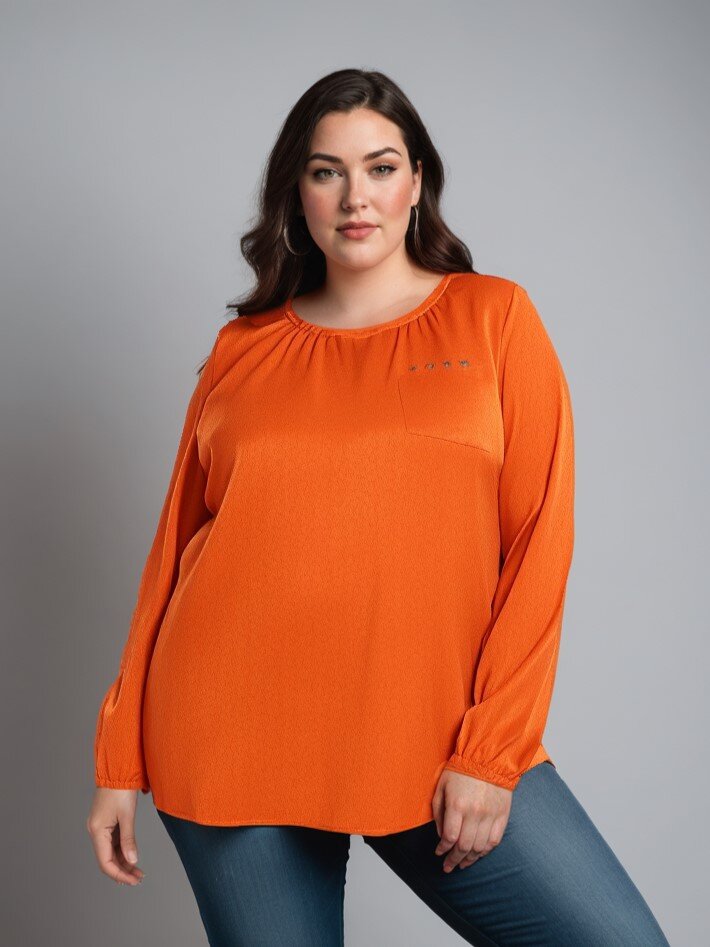 Mayorista Pomme Rouge Paris - Blusa azul óxido sedosa (C6175)