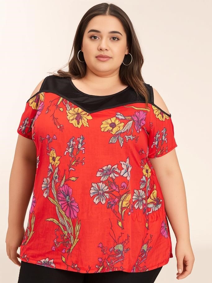 Mayorista Pomme Rouge Paris - Blusa de efecto superpuesto con flores (A988)