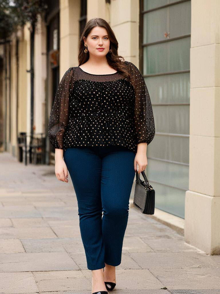 Wholesaler Pomme Rouge Paris - Large plumetis blouse (C6579)