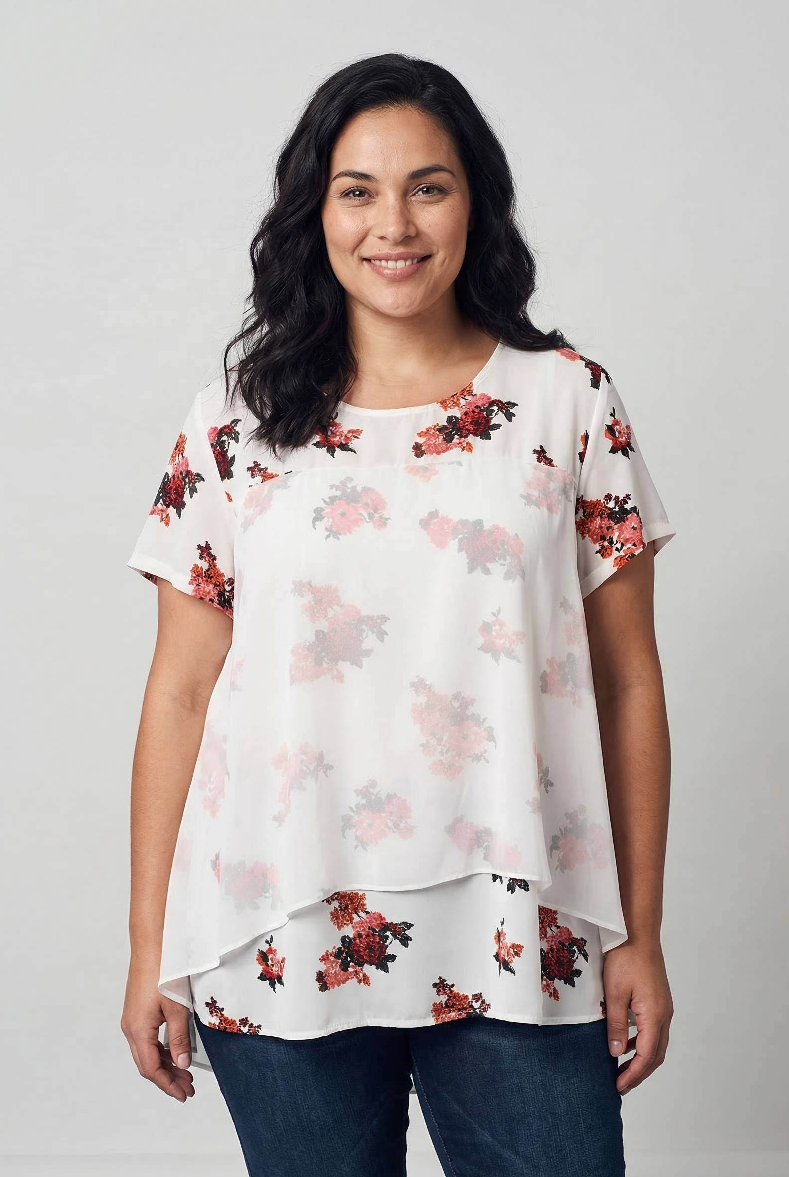 Grossiste Pomme Rouge Paris - Blouse blanche effet superposée (A869)