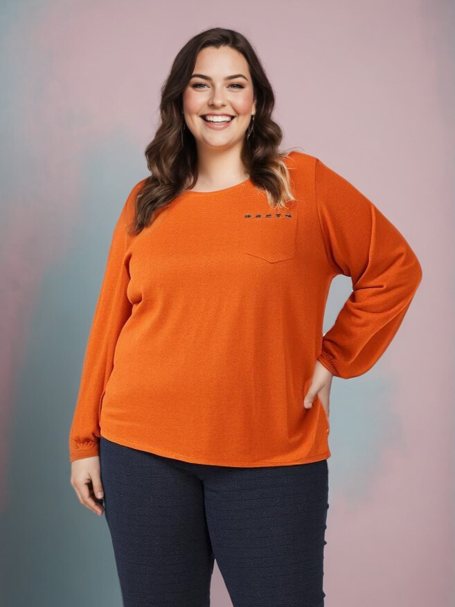 Grossiste Pomme Rouge Paris - Blouse soyeux bleu rouille (C6175)