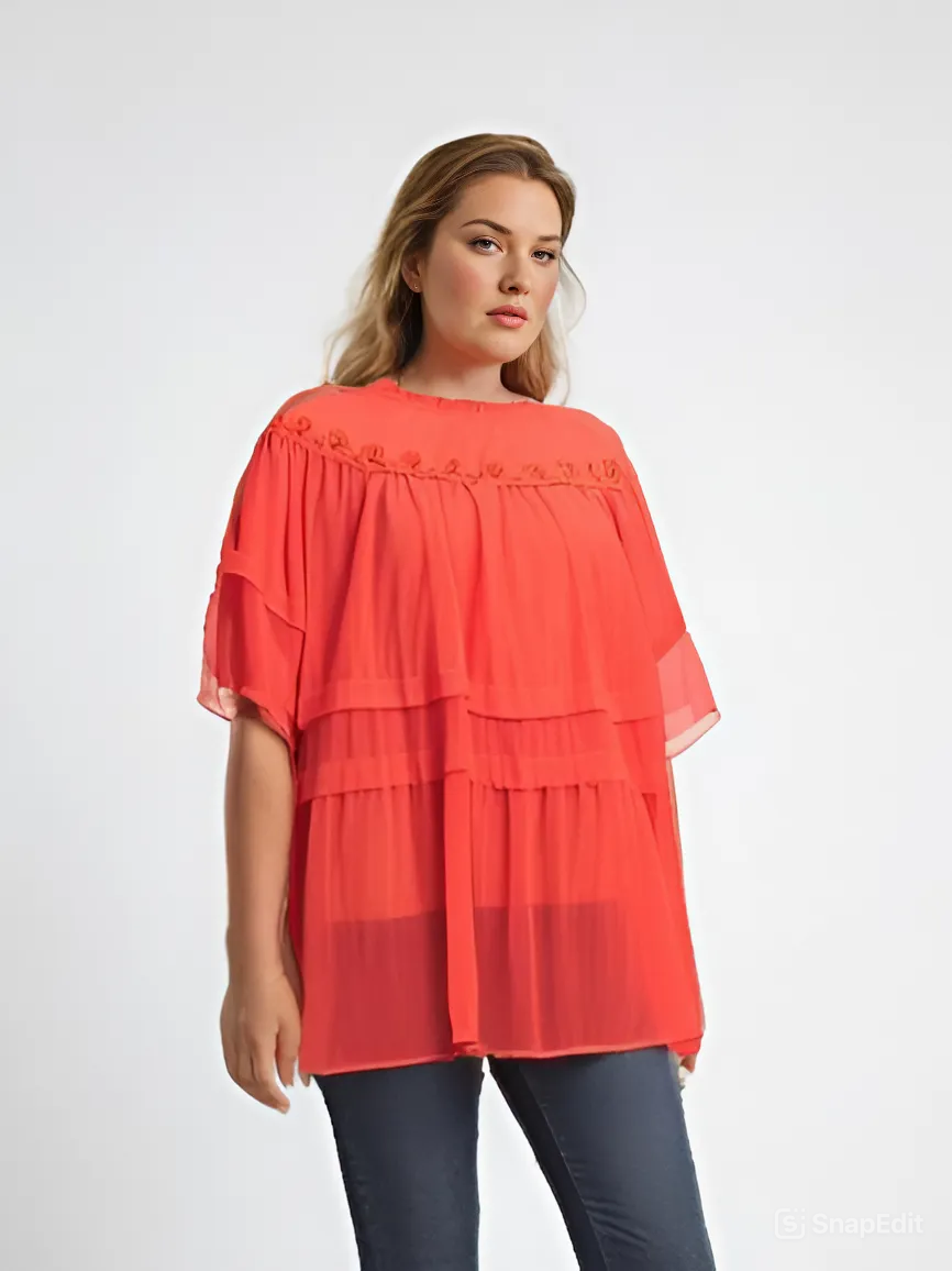 Grossista Pomme Rouge Paris - Top + camicetta con ricamo grande (C6563)