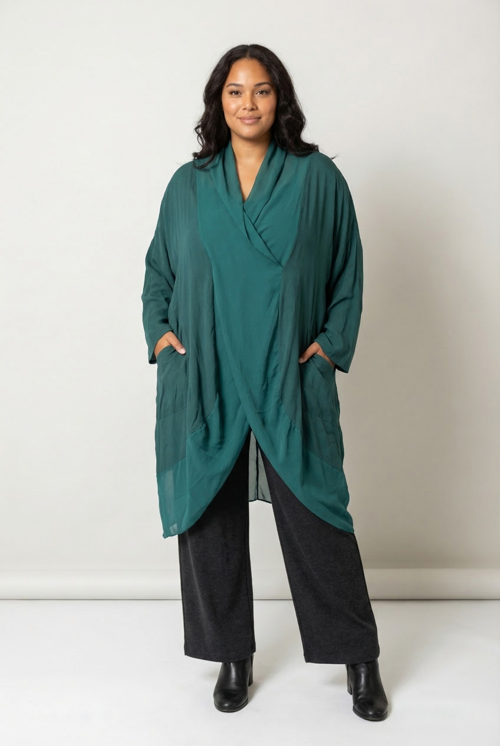 Grossiste Pomme Rouge Paris - Tunique grande taille effet cache cœur (PC6581)