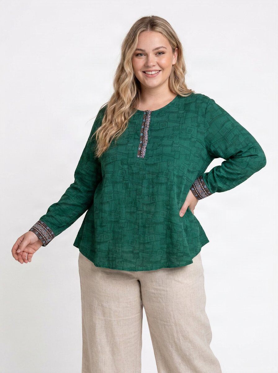 Grossista Pomme Rouge Paris - Blusa verde testurizzata taglia grande