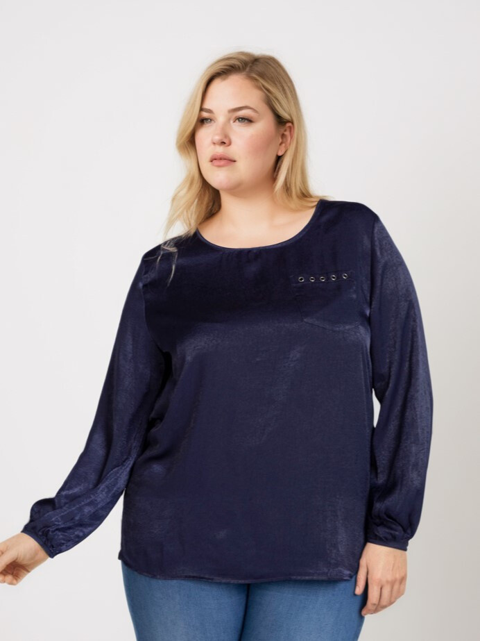 Grossista Pomme Rouge Paris - Camicetta blu seta (C6175)