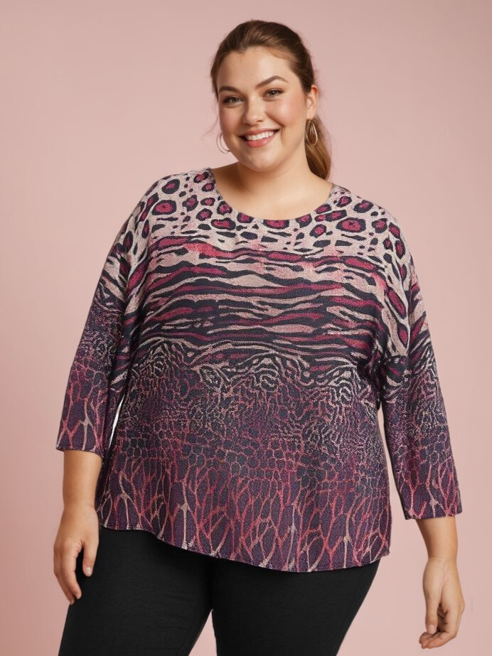 Grossiste Pomme Rouge Paris - Blouse imprimé léopard violet (T7179C)