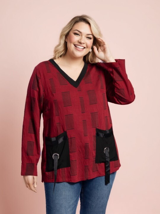 Grossiste Pomme Rouge Paris - Blouse imprimé rouge (C6138)
