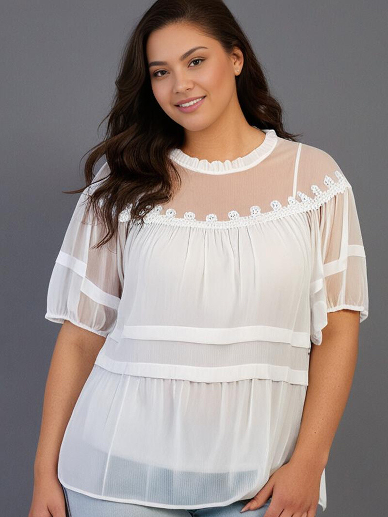 Wholesaler Pomme Rouge Paris - Top + blouse with large embroidery (C6563)