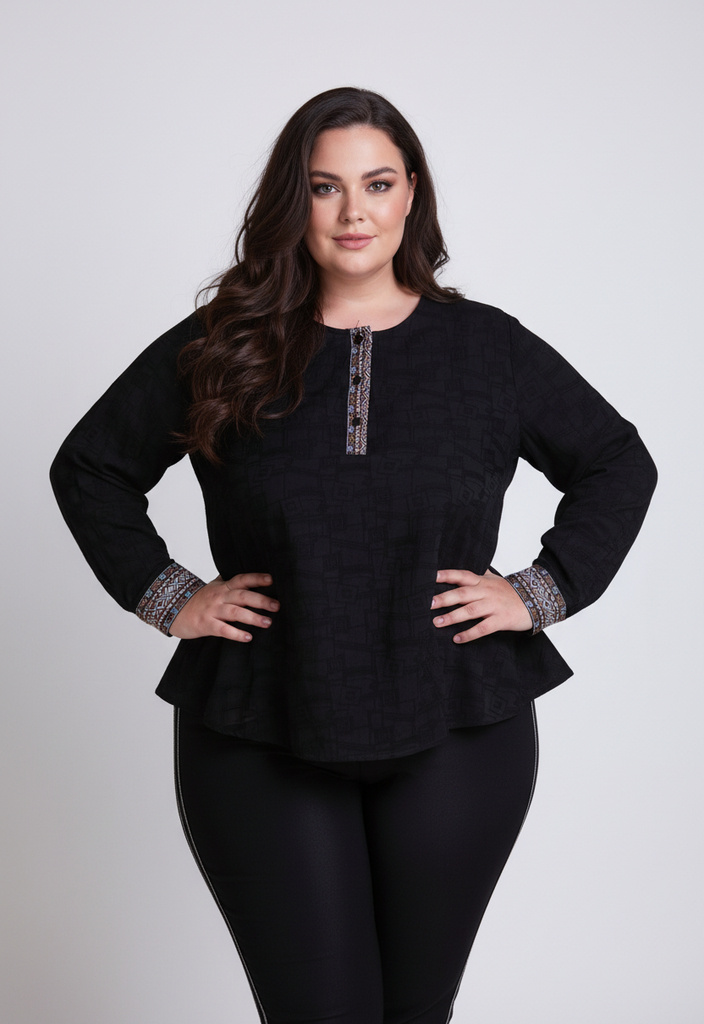 Mayorista Pomme Rouge Paris - Blusa texturizada negra (C6239)