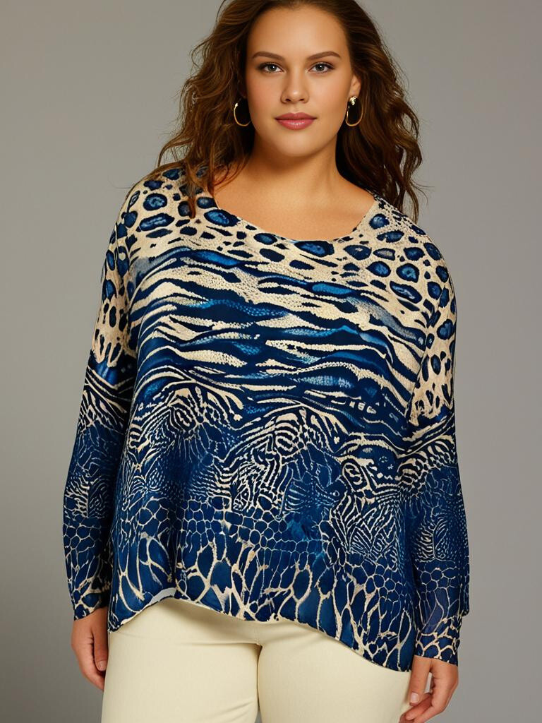 Grossiste Pomme Rouge Paris - Blouse imprimé léopard bleu (T7179C)