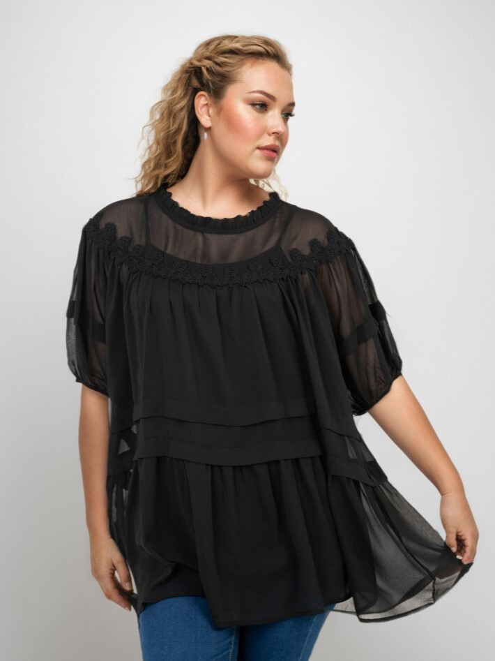 Grossista Pomme Rouge Paris - Top + camicetta con ricamo grande (C6563)