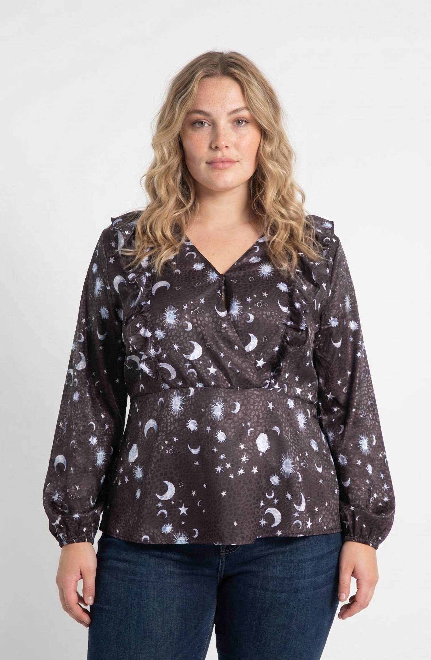 Grossiste Pomme Rouge Paris - Blouse cache cœur grande taille imprimé rouge