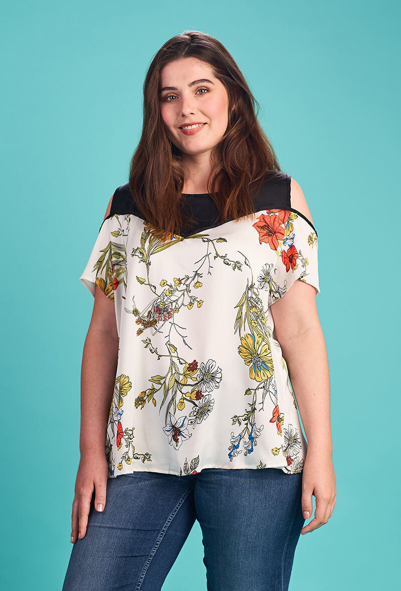 Wholesaler Pomme Rouge Paris - Blouse Flower Bunk Effect (A988)