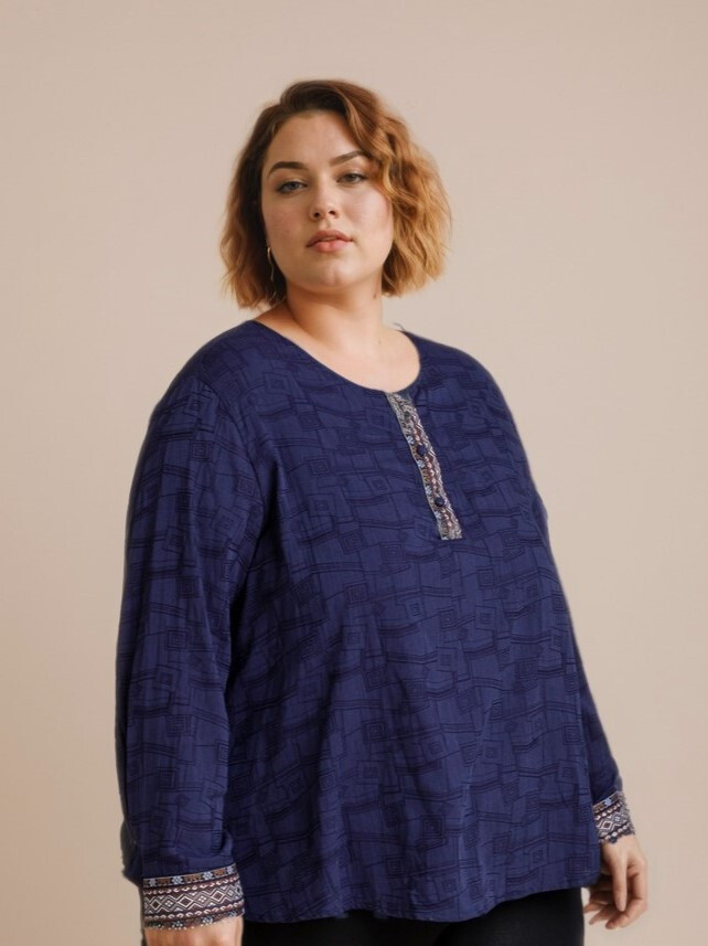 Grossista Pomme Rouge Paris - Grande camicetta testurizzata blu (C6239)