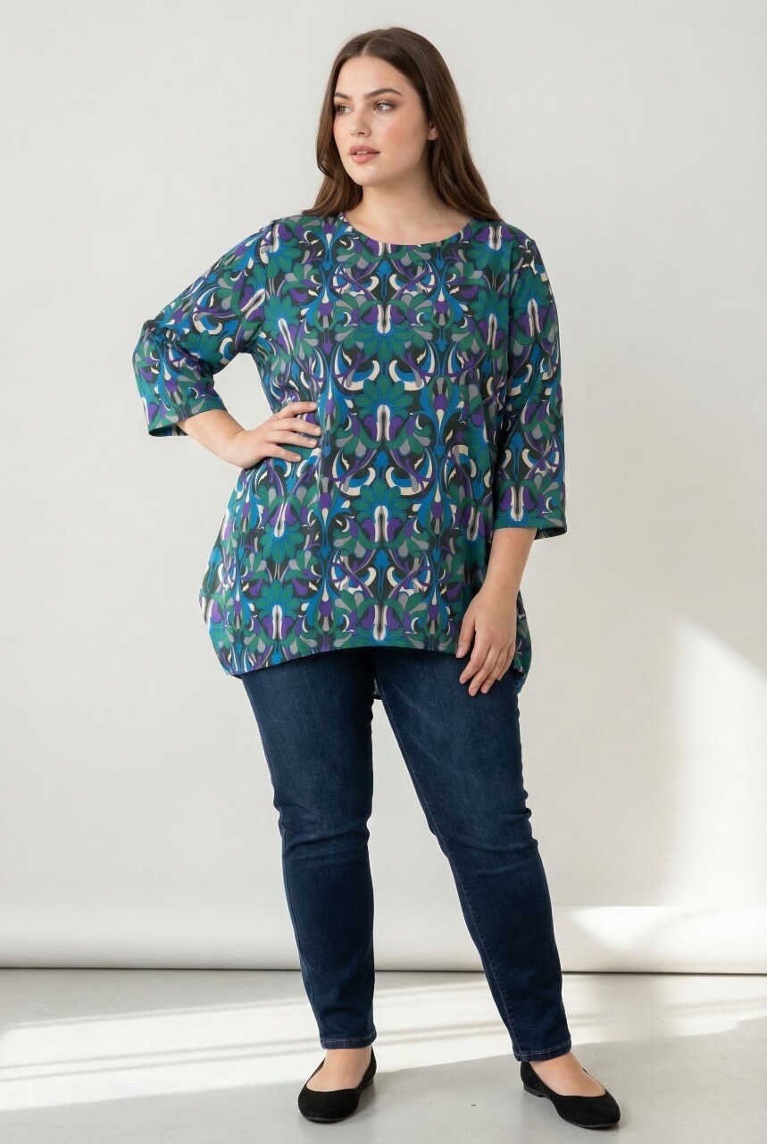 Grossiste Pomme Rouge Paris - Blouse imprimé grande taille