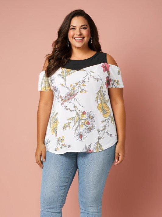 Mayorista Pomme Rouge Paris - Blusa de efecto superpuesto con flores (A988)