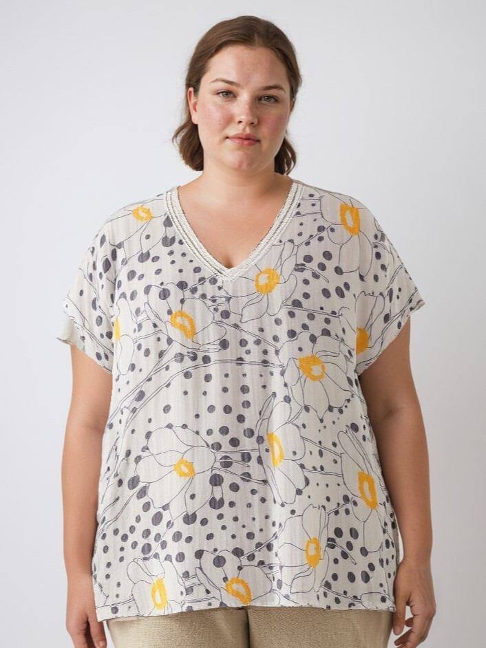 Großhändler Pomme Rouge Paris - Weiße Erbsenbluse (A890)