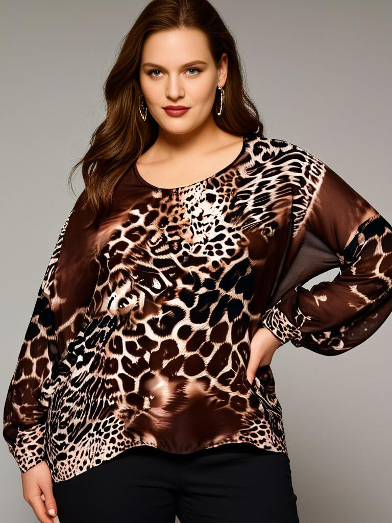 Grossiste Pomme Rouge Paris - Blouse imprimé léopard marron (T7179A)