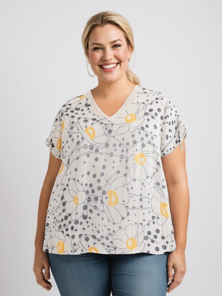 Mayorista Pomme Rouge Paris - Blusa de lunares blancos (A890)