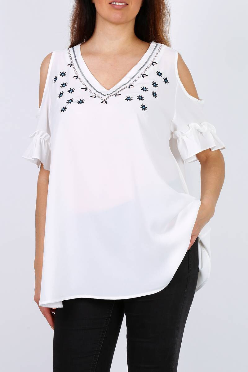 Wholesaler Pomme Rouge Paris - Blouse with embroidery (A963)