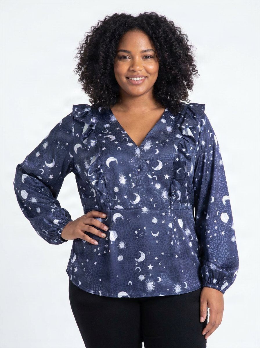 Grossista Pomme Rouge Paris - Blusa incrociata taglia grande con stampa rossa