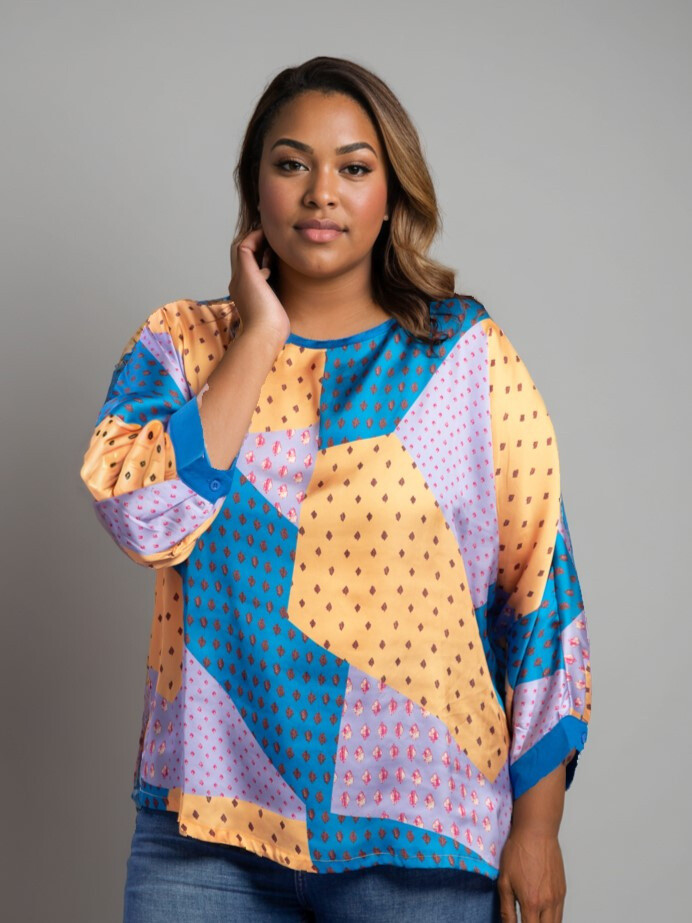 Grossista Pomme Rouge Paris - Silk Bluse Yellow Print (C6111)
