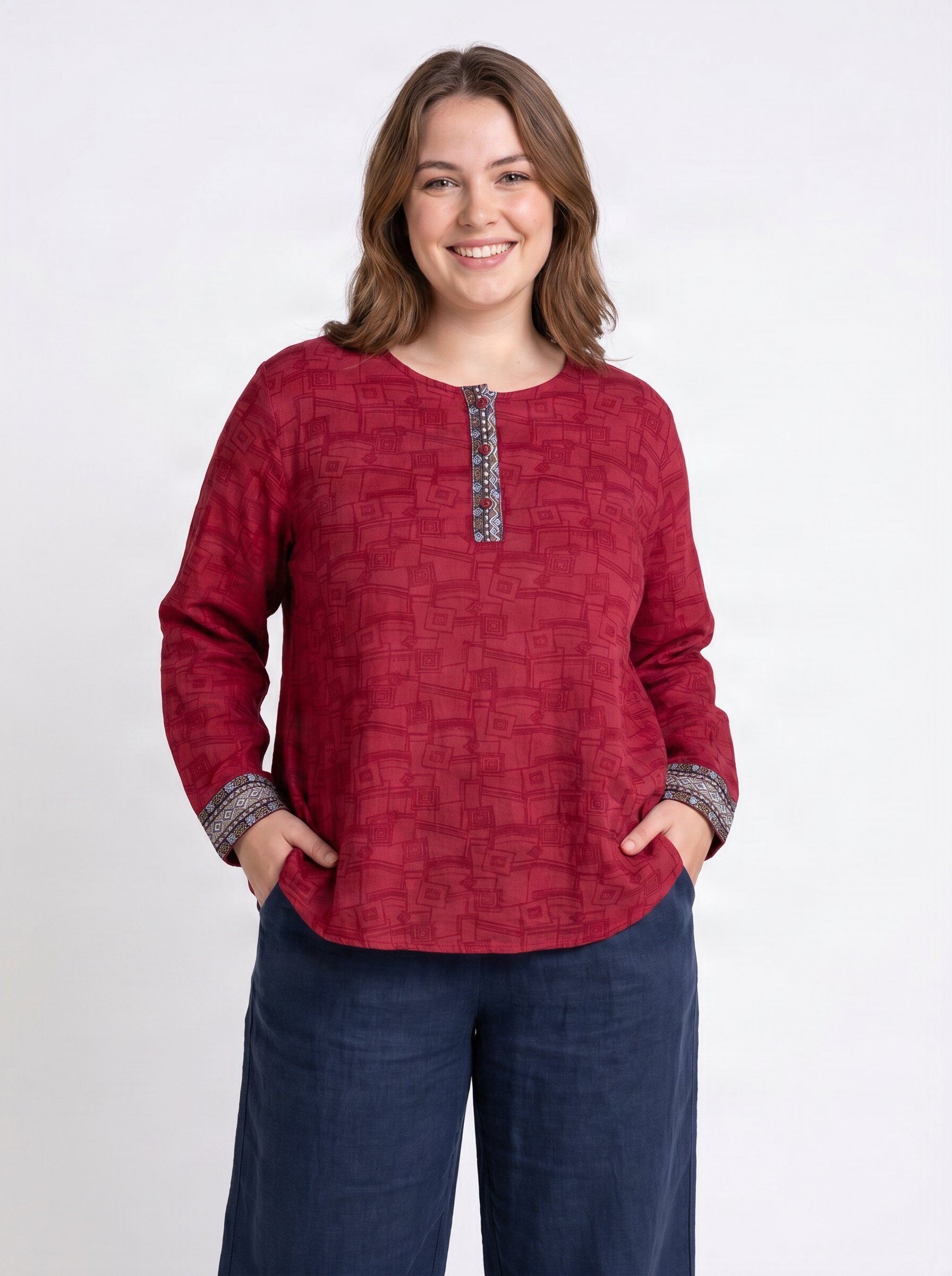 Grossista Pomme Rouge Paris - Blusa rossa testurizzata taglia grande