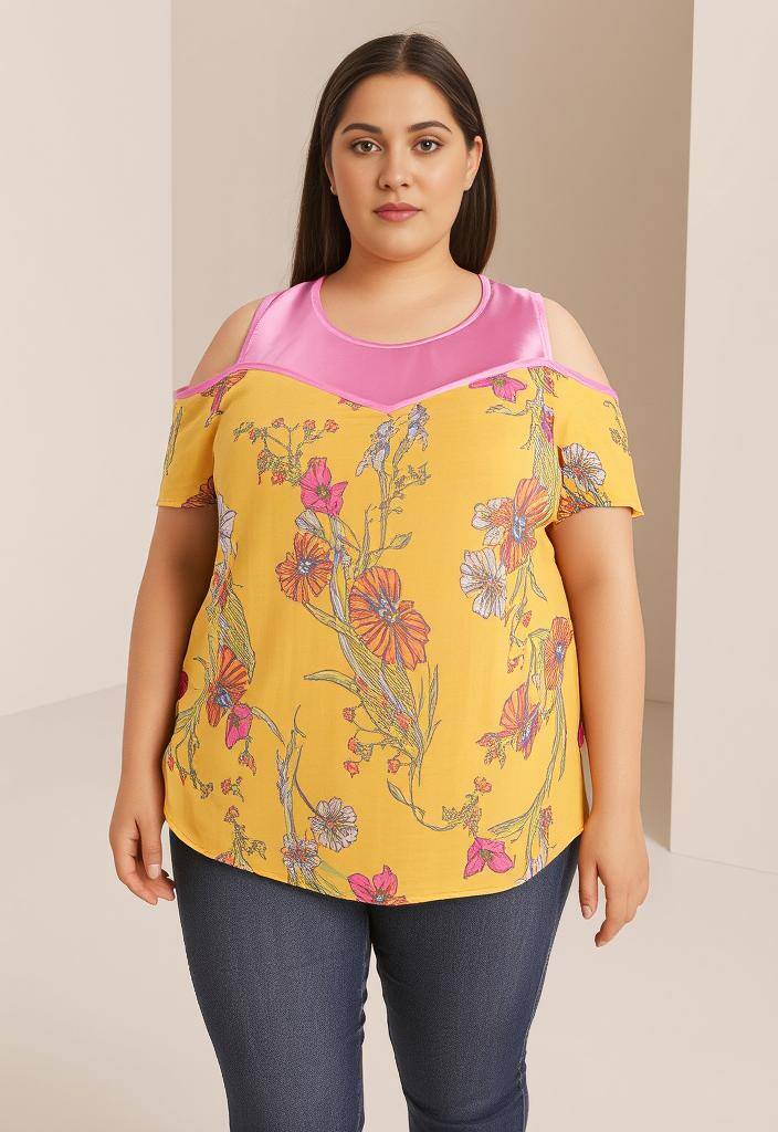 Mayorista Pomme Rouge Paris - Blusa de efecto superpuesto con flores (A988)